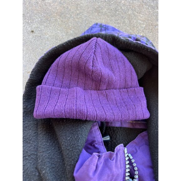 Vintage Starling Purple & Black Graphic Ski Jacket With Hood & Beanie L - Picture 3 of 6